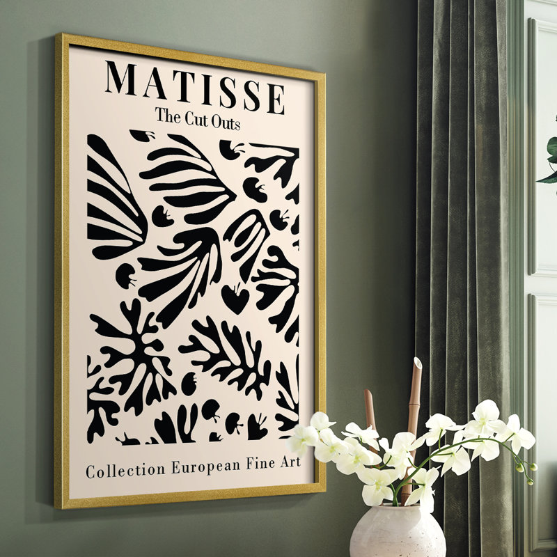 Matisse XCVI Framed Print - Solid Wood, 28" H x 22" W x 1" D, Gold Framed Paper