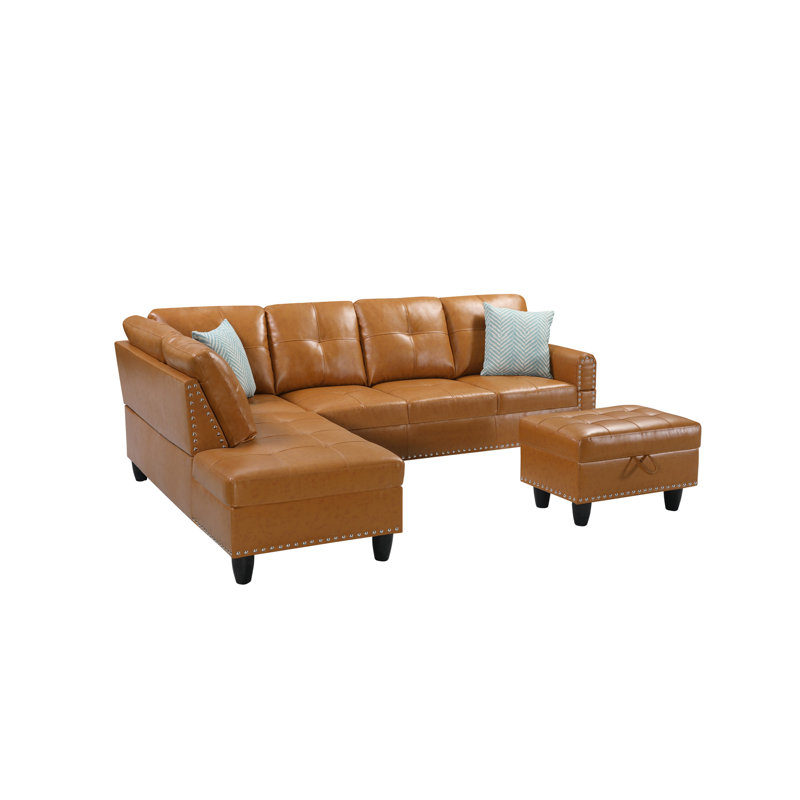 Canapé modulaire avec repose-pieds Hannah, Gingembre gingembre