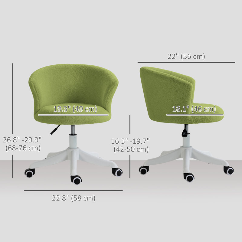 Chaise de bureau Fluffy, Vert, Blanc