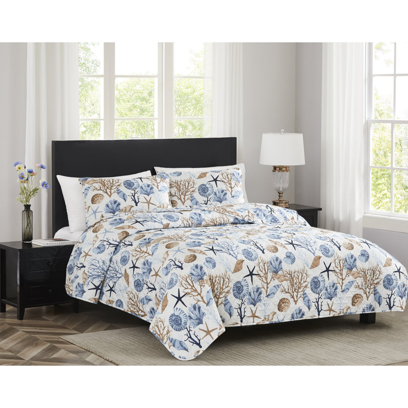 Reef Coastal Quilt Set, King Quilt  + 2 King Shams