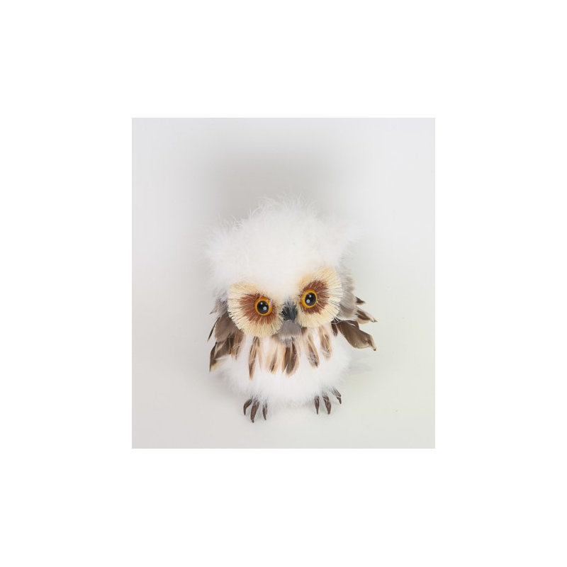 Woodland Feathery Owl Christmas Tabletop Figure - 7"