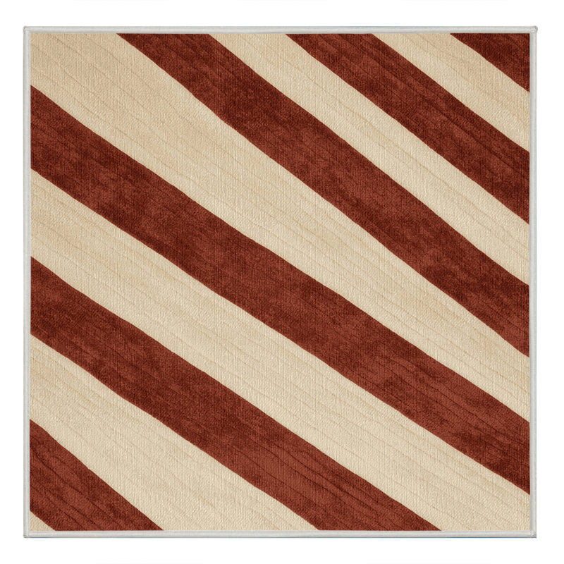  Tapis rayé lavable crème crème, Carré 6 pi