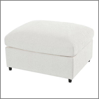 Ensemble de canapé modulaire 3 pièces, 2 places + 1 place + repose-pieds mobile, canapé en chenille avec structure en bois massif, comprend 2 coussins décoratifs, ensemble de salon moderne à assise profonde