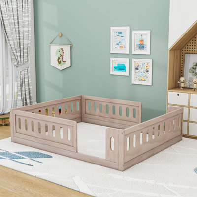 Wood Platform Bed With Guardrail