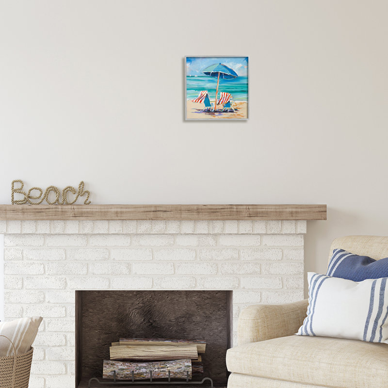 «Caribbean Delight Scenery» encadré sur bois par Jane Slivka, peinture, H 12 po x l 12 po x P 1,5 po