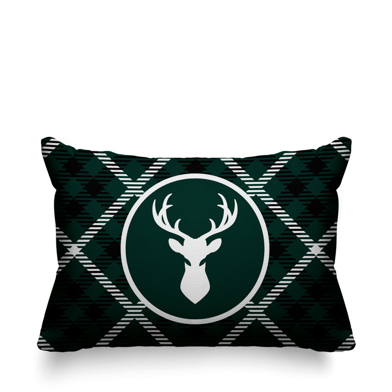 Coussin décoratif intérieur / extérieur Tartan Reindeer, Vert