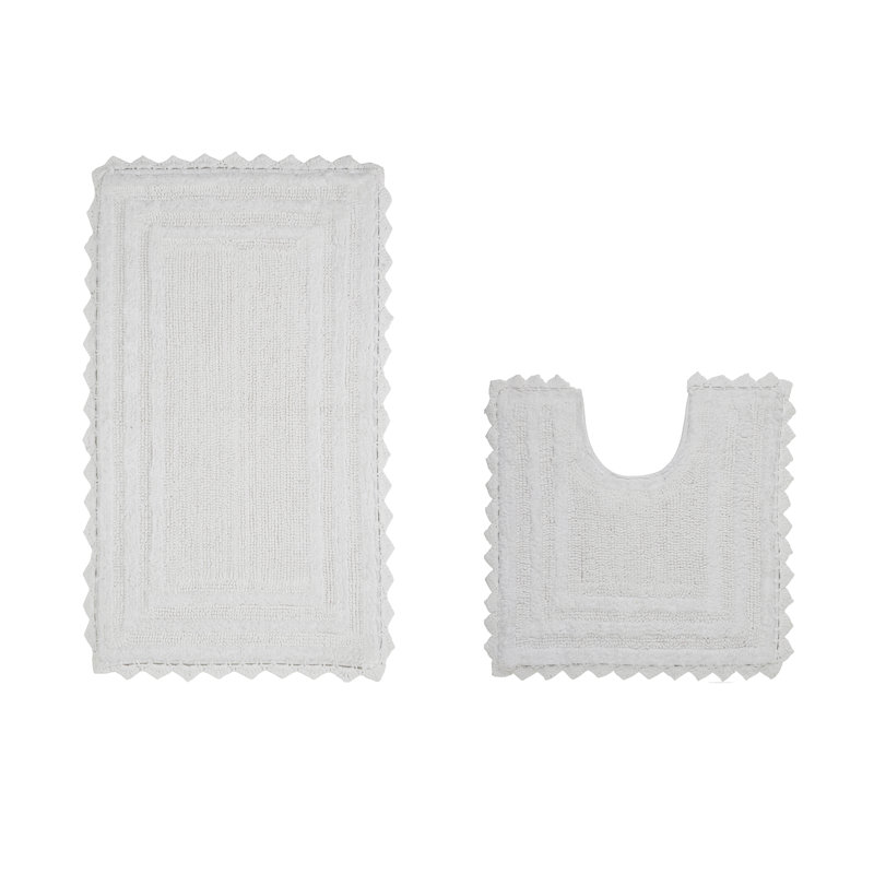 Ensemble de tapis de salle de bain 2 pièces Jatia, 2 pièces (20 po x 20 po | 21 po x 34 po), Blanc