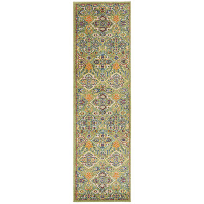 Green Floral Power Loom Rug