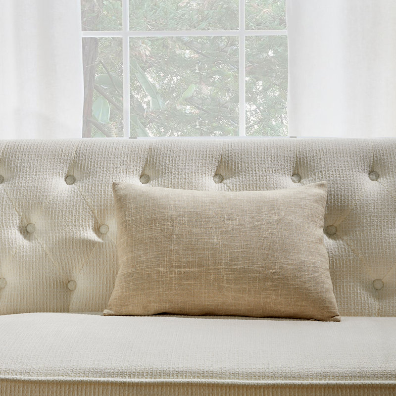 Oreiller réversible en mélange de coton SEATTLE SOLID, Beige, Plumes