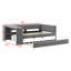 Lit plateforme tapissier avec tablettes de rangement, bureau, station de charge et lit gigogne-12812834