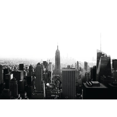 New York City Buildiings In Black In White 1 Piece Wrapped Canvas Wall Art
