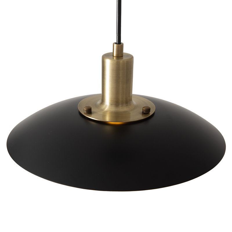 Petit luminaire suspendu Rancho Mirage - noir mat et abat-jour doré, laiton vieilli, Petit