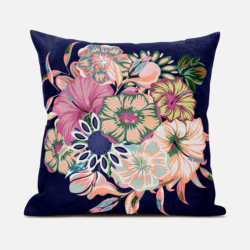 Housse et insert de coussin décoratif en polyester , 16 po x 16 po, Rose / Pêche