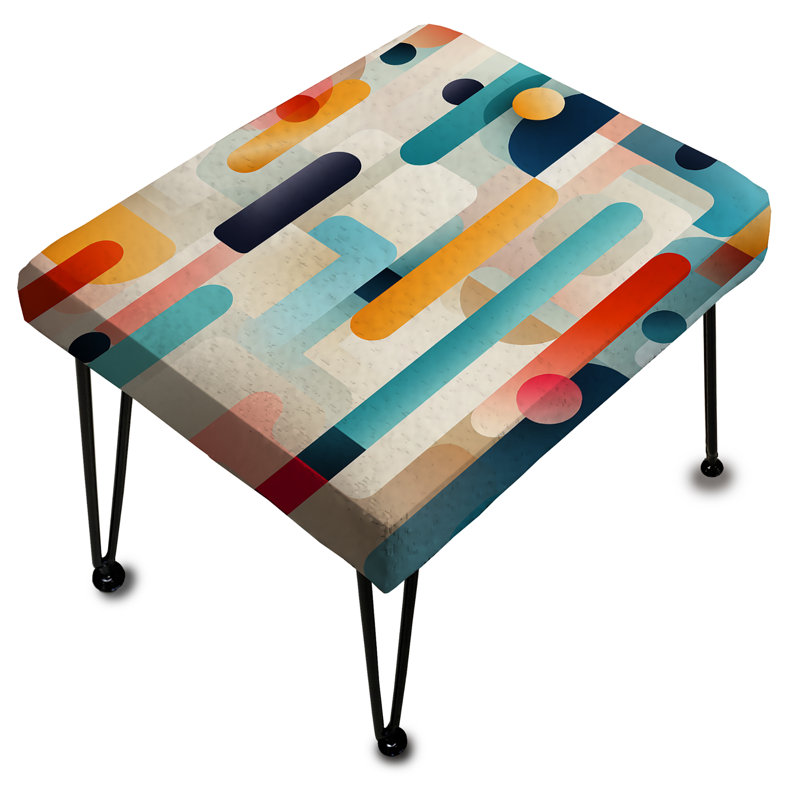 Contemporary Abstraction - Geometric Rectangle Ottoman