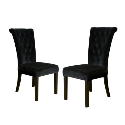 Flared Black Velvet Lounge Chairs - Comfortable Dining Seating Bookcases For A Literary Area