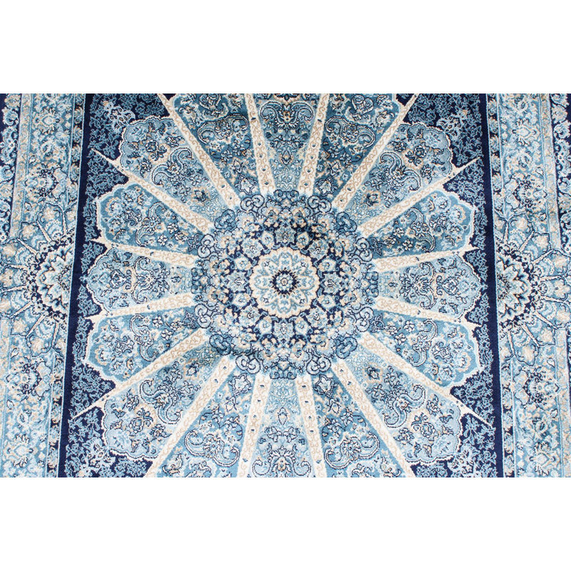 Tapis turc bleu marine et ivoire 3x5