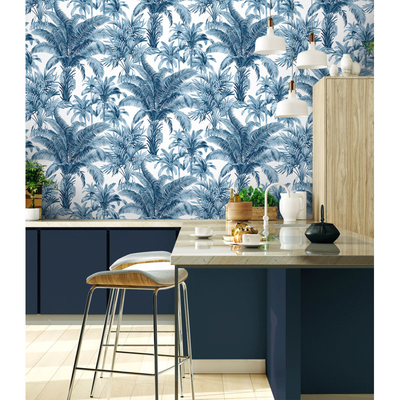 Papier peint adhésif Carraton, Bleu / blanc