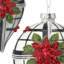 4-6" Glass Poinsettia Plaid Ball Finial Ornament