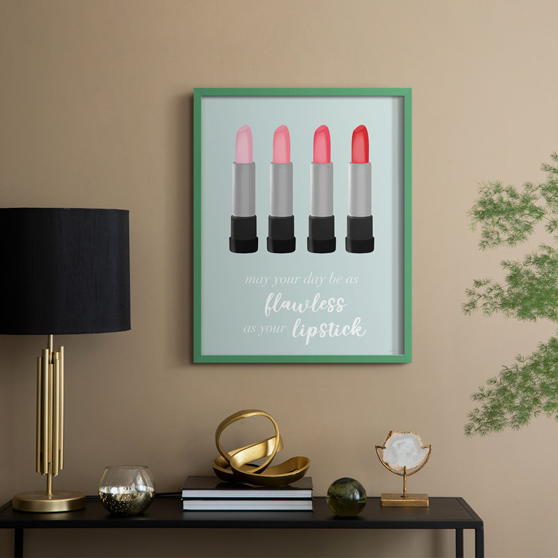 Flawless Lipstick Framed Print - Solid Wood, Green, 15" H x 12" W