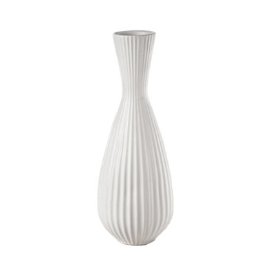 Ceramic Round Bellied Vase Matte Finish White