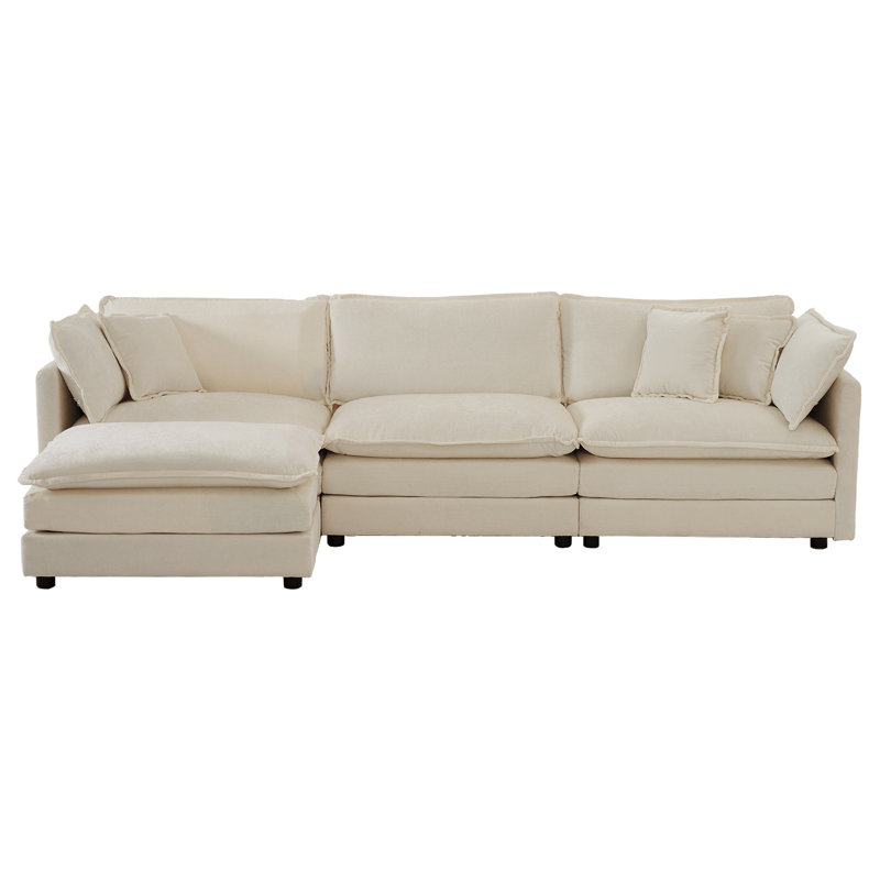 Canapé modulaire surdimensionné en forme de L avec repose-pieds réversible Free Combination Comfy Upholstery, Beige
