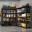 59" Wide Black Metal Shelves, With 5 Removable Dividers, Large Capacity, Strong Load Bearing, Suitable For Garage, Kitchen And Office.