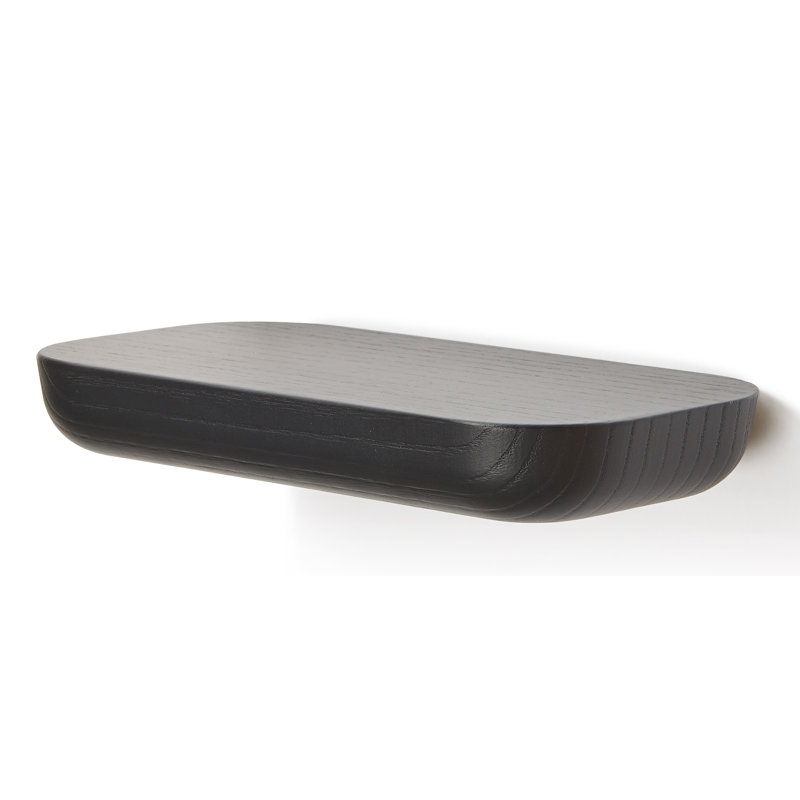 Acrocoro Ash Solid Wood Floating Shelf, Black, 2.8cm H x 105cm W x 11cm D