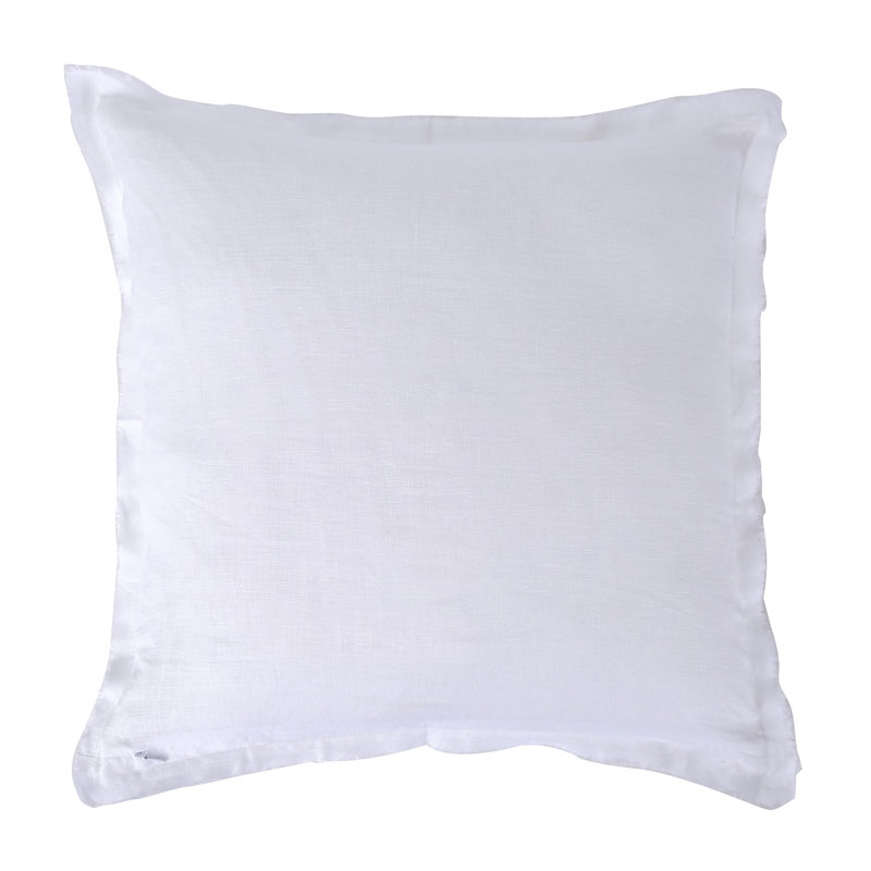 100%French Linen Handmade Fringe Euro Sham 26x26inch 2pcs, White