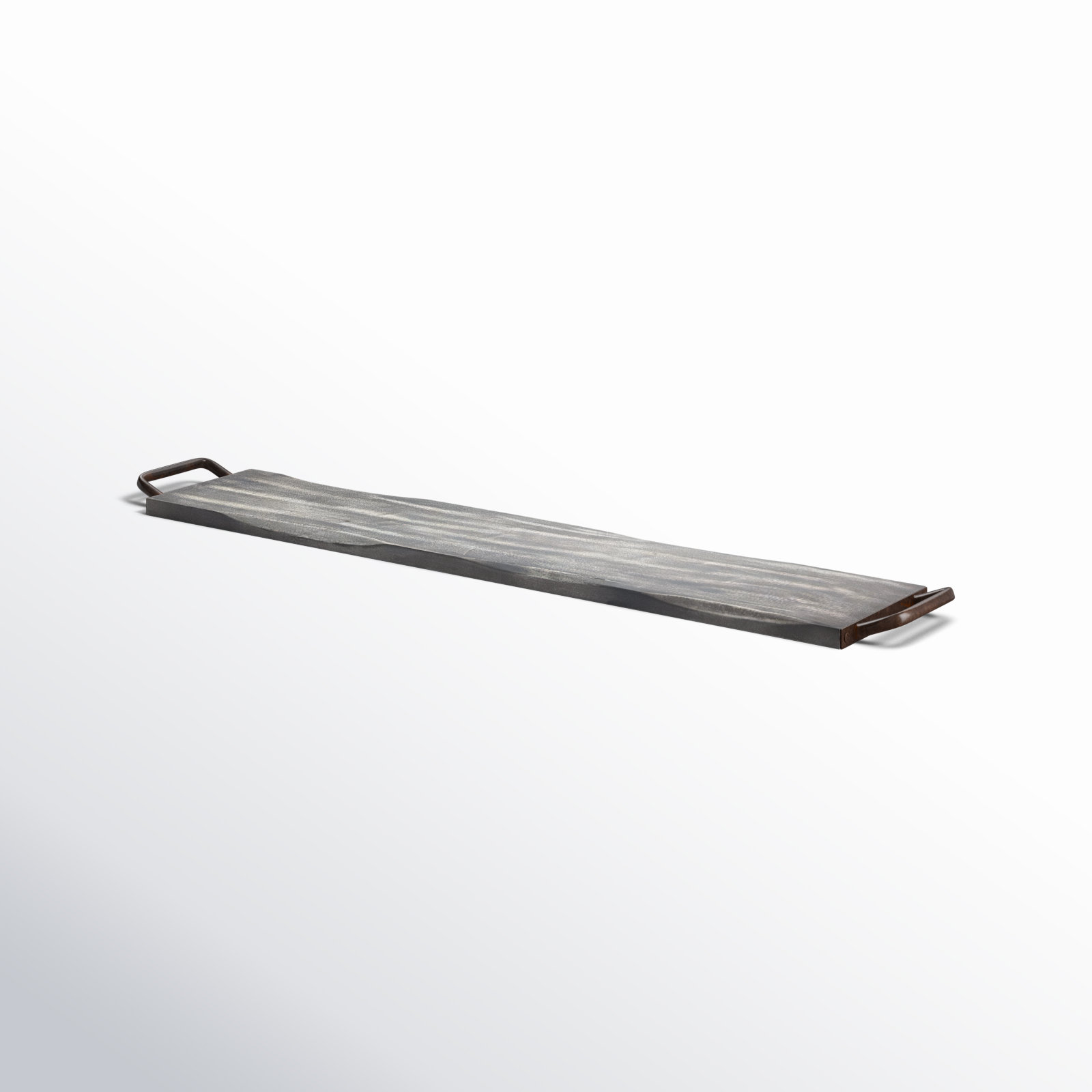 Alina Metal Tray - Set of 1, 2" H x 39" W x 7" D, Gray