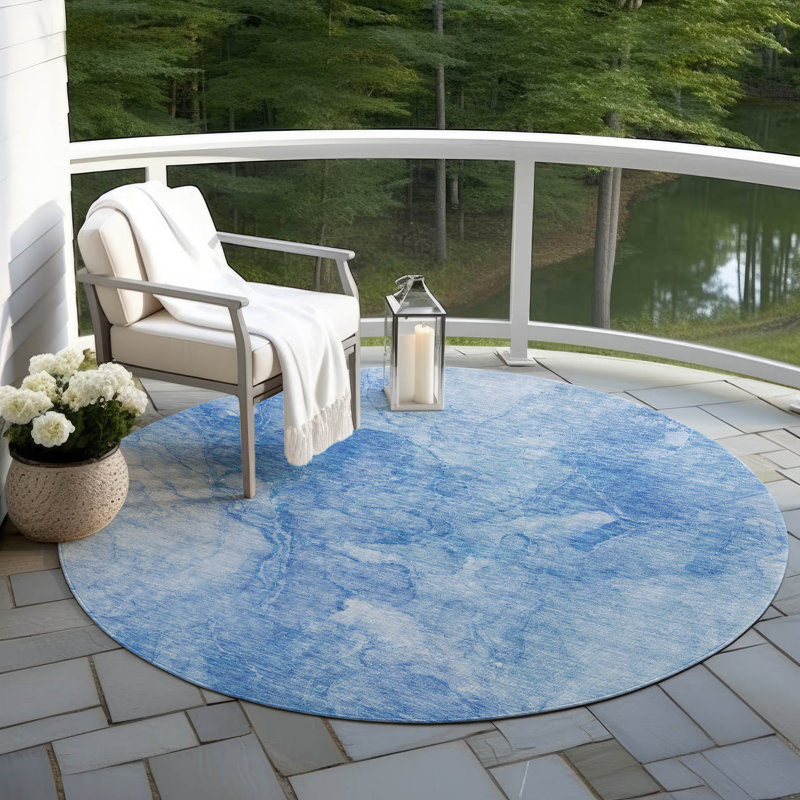 Alta Washable Abstract Indoor / Outdoor Rug, Round 8'