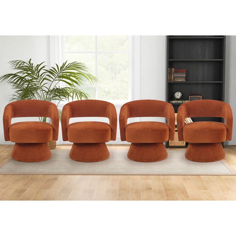 Fauteuil d'appoint pivotant moderne en microfibre 27,8 po Markeita, Orange, 4