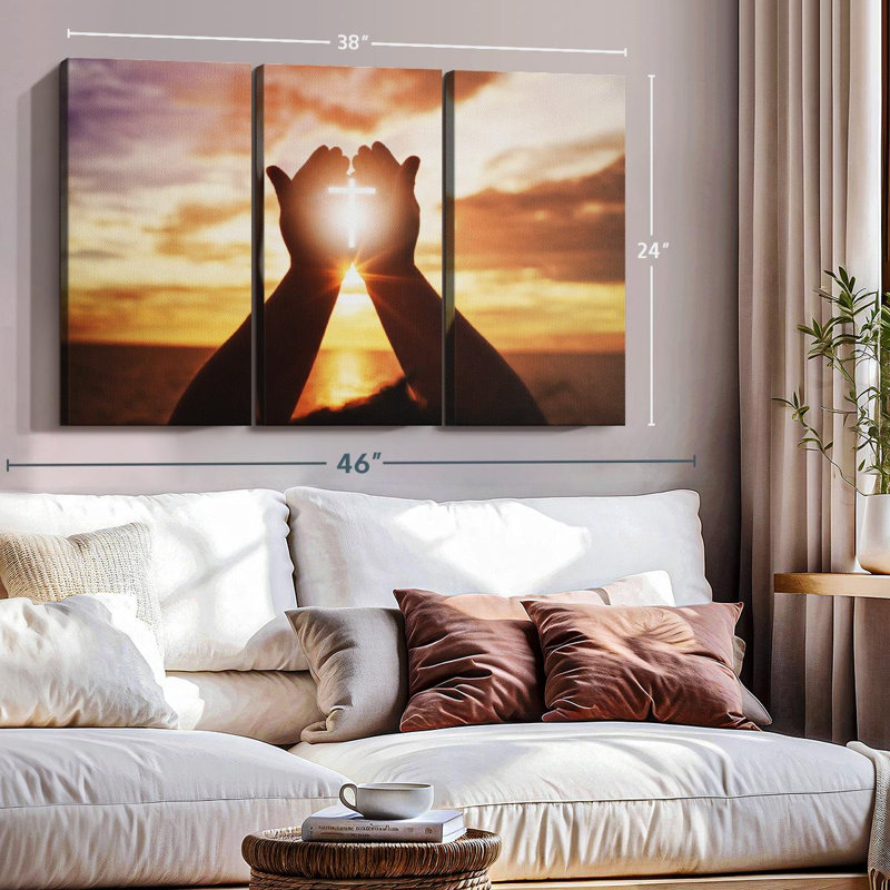 «Shining Sunlight Cross» sur toile, H 24 po x l 38 po x P 1,25 po