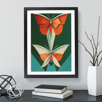 Butterflies in Abstract No.2 1 Piece Single Picture Frame Wall Art