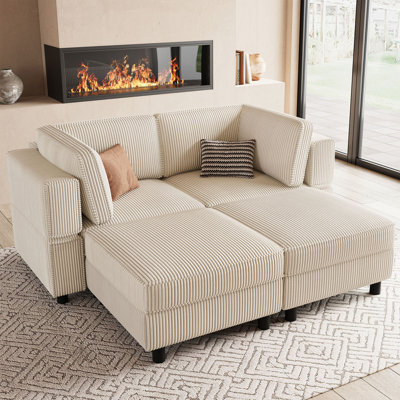 Canapé modulaire avec deux repose-pieds