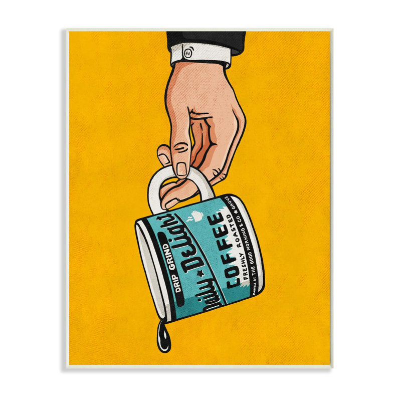 « égoutter café rétro, livre blanc de couleur jaune » par l’ester kay, impression sur toile, H 15 po x l 10 po x P 0,5 po