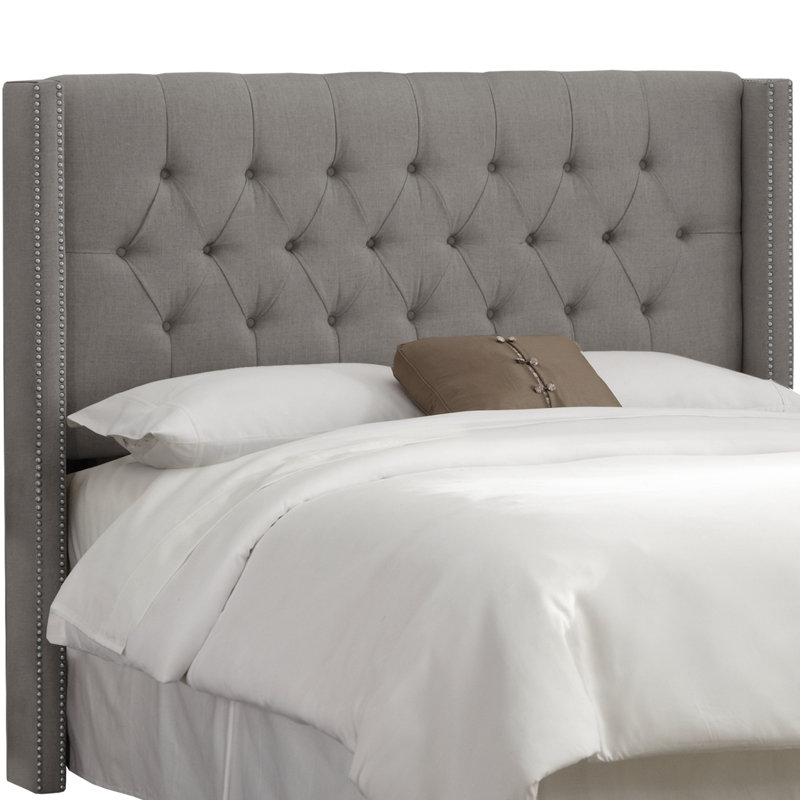 Headboard, Full, Classic Grey Linen