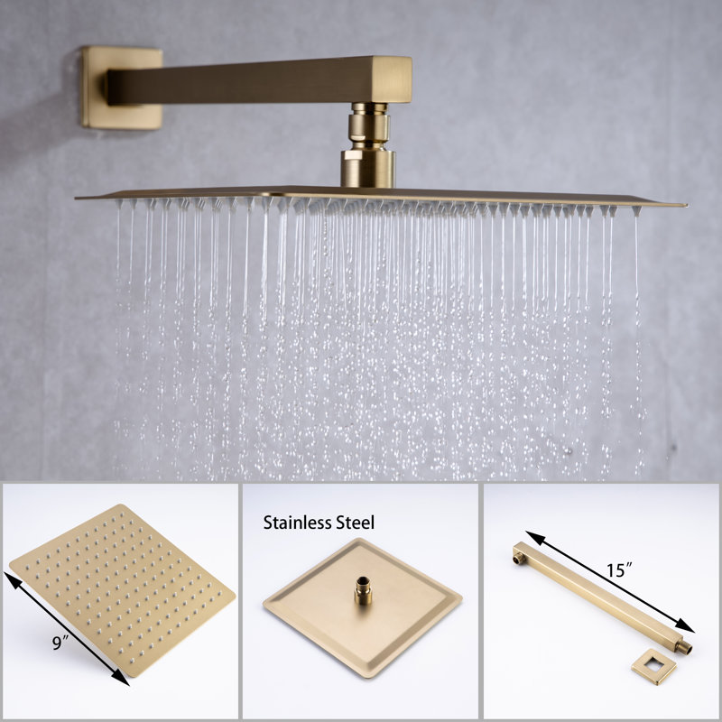 Pressure-Balanced (Temperature And Volume) All-In-One Kit with Rough in-Valve, Brushed Gold