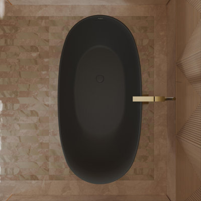 Monblari 51'' X 27.5'' FreeStanding Black Soaking Acrylic Bathtub With Overflow And Pop-Up Drain For Bathroom