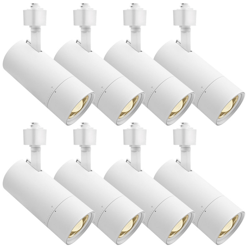 Luxrite 3 po Éclairage sur rail à DEL Zoomable, 5CCT, CRI90, 30 W, 2100LM, à intensité variable, inclinaison de 358 ° + 90 ° et faisceau de 20 ° à 50 °, éclairage sur rail de type H, ETL, paquet de 8 blanc