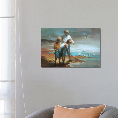 Boys On The Beach by Willem Haenraets - Wrapped Canvas Painting