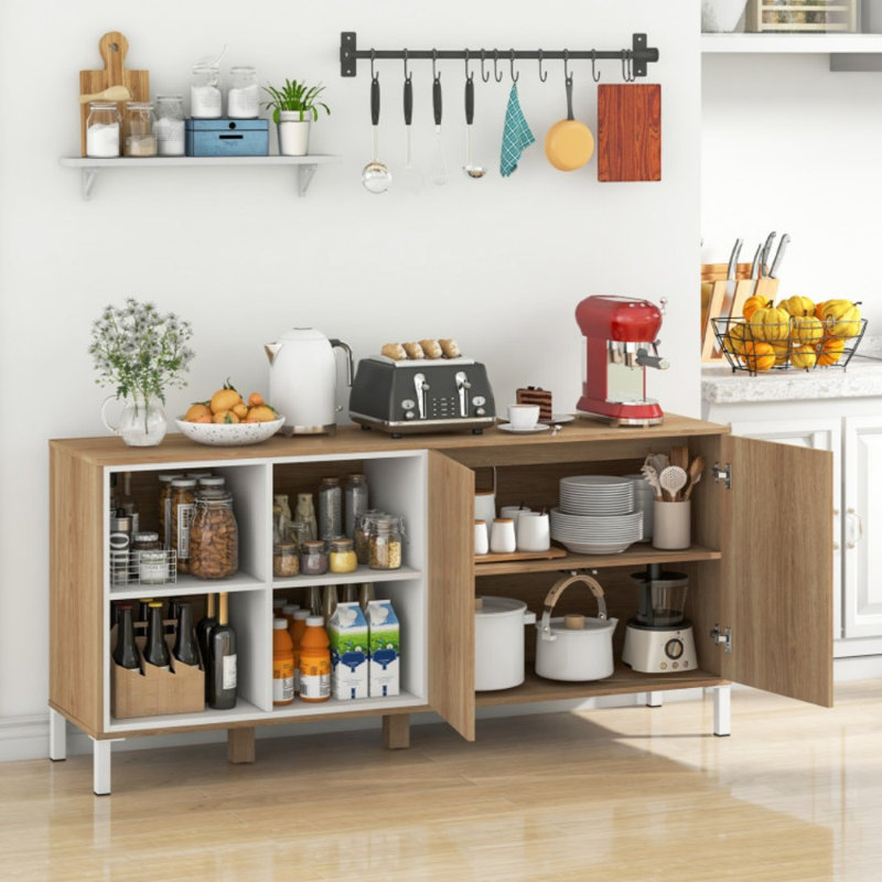 Buffet 63 pouces avec 4 compartiments et armoire à pousser
