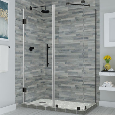 Cabine de douche rectangulaire à charnière sans cadre 54,25 po x 72 po Bromley