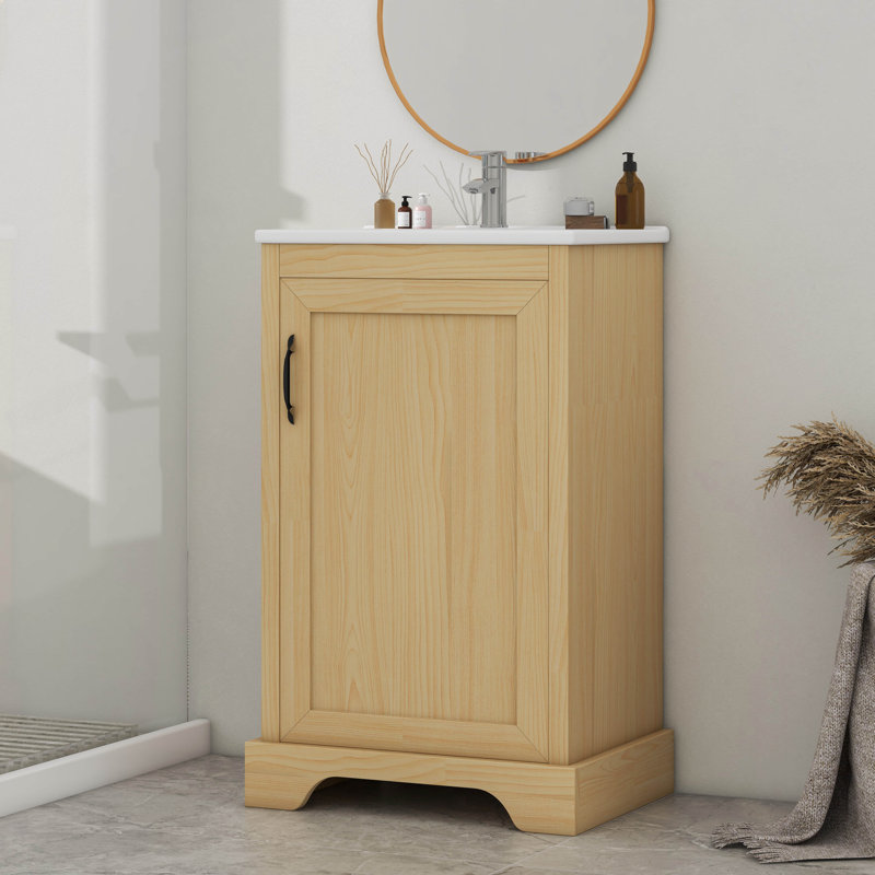 Meuble-lavabo de 20 po avec lavabo, support de rangement et tablette réglable 20 po