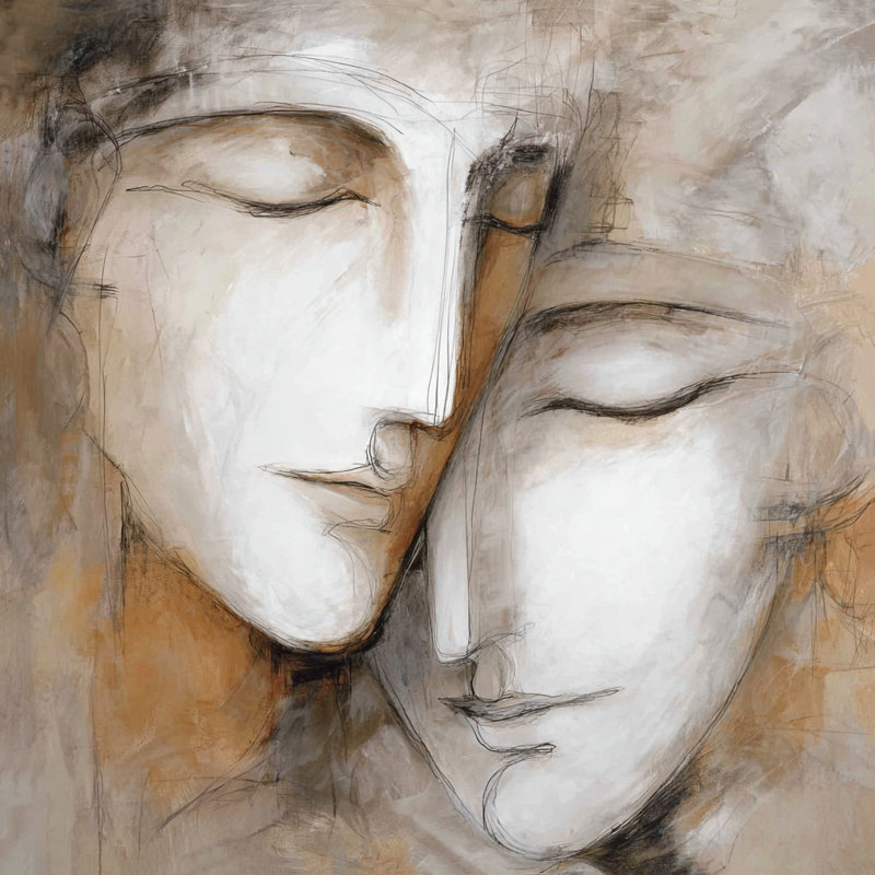 «Ethereal Embrace», art mural abstrait sur toile, H 20 po x l 20 po