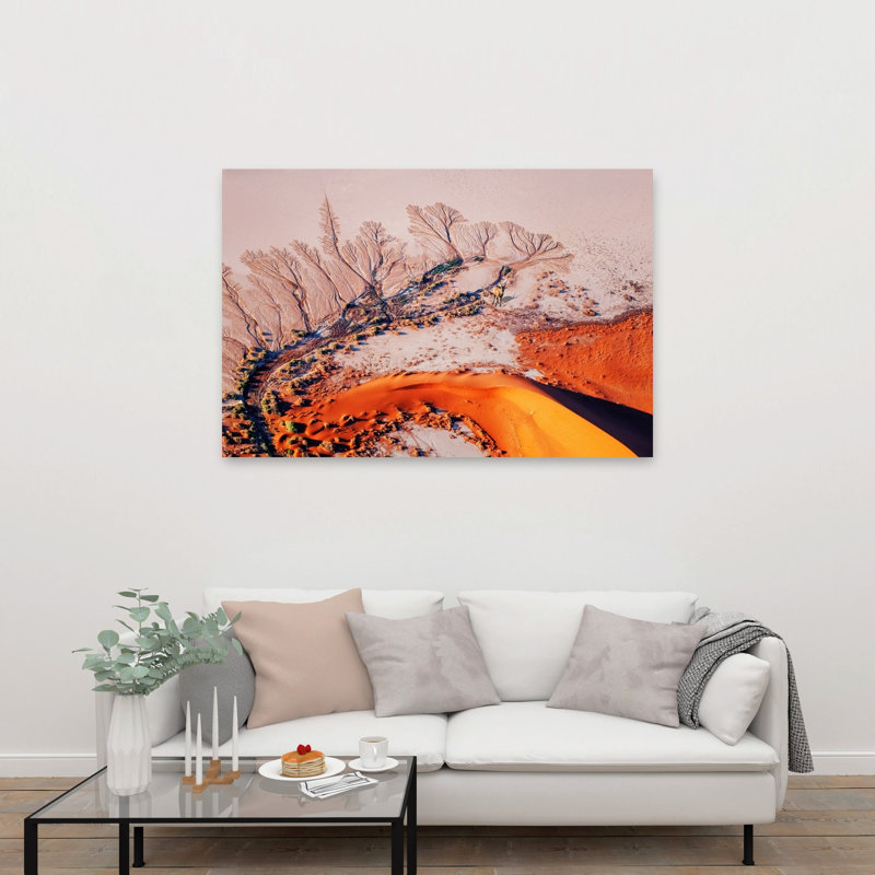 Red Desert Camel Abstract Contemporary Animal Landscape Wall Art Print 1 Piece Wrapped Canvas Wall Art, 152.4cm H x 101.6cm W