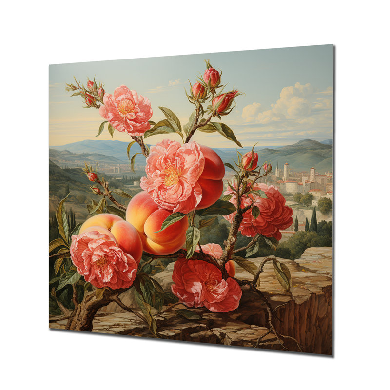 Renaissance, peinture d'un fruit de pêche III - fruits, art mural en métal, H 29 po x l 29 po