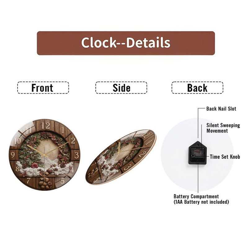 Horloge murale de Noël avec horloge murale 12 po