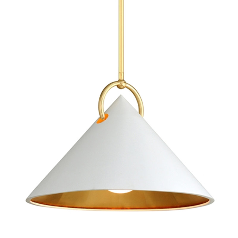 Charm 1 Light Pendant, 23", Gold Leaf/White