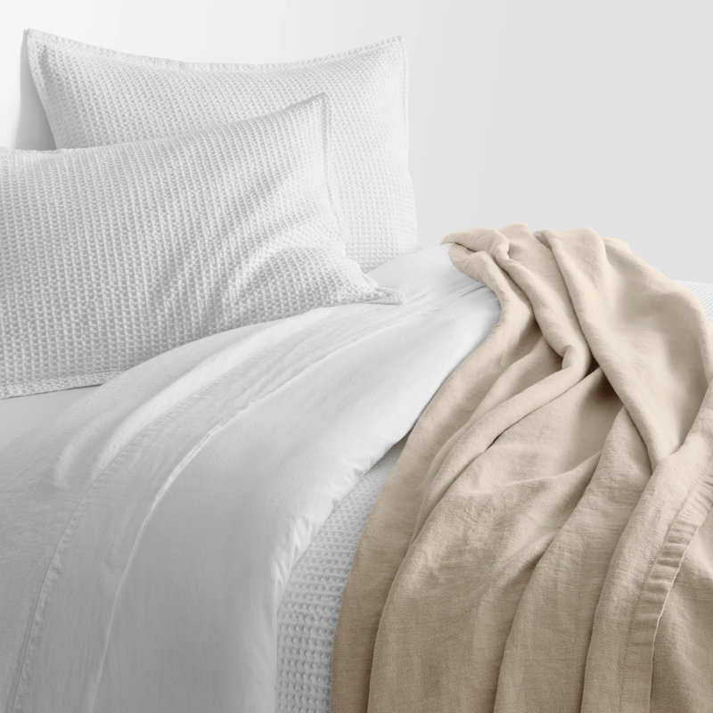 Rainy Hand Woven Throw Blanket, Putty