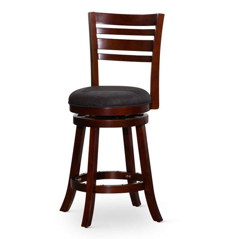 Swivel Upholstered Counter Stool, Cherry, Charcoal